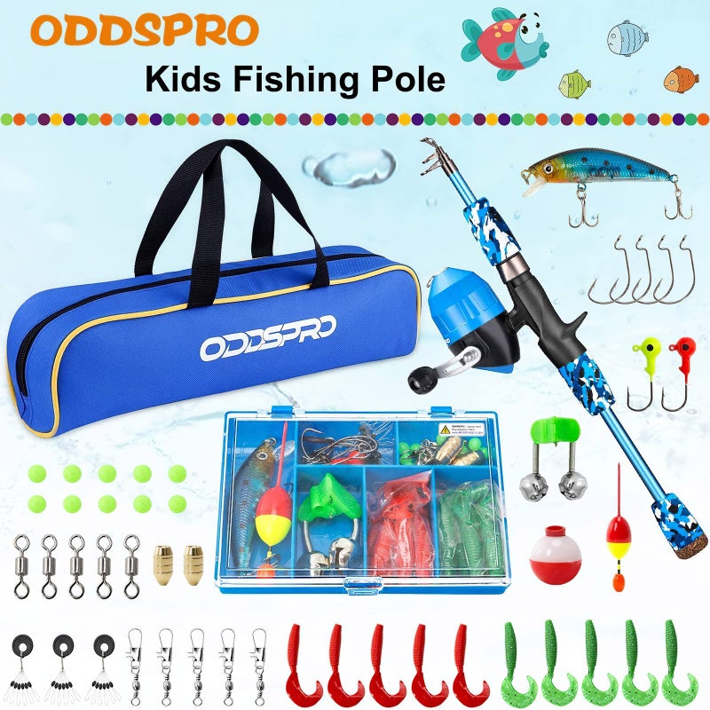 ODDSPRO Kids Fishing Pole - Kids Fishing Starter Kit - with Tackle Box, Reel, Practice Plug, Beginner's Guide and Travel Bag for Boys, Girls - Image 2